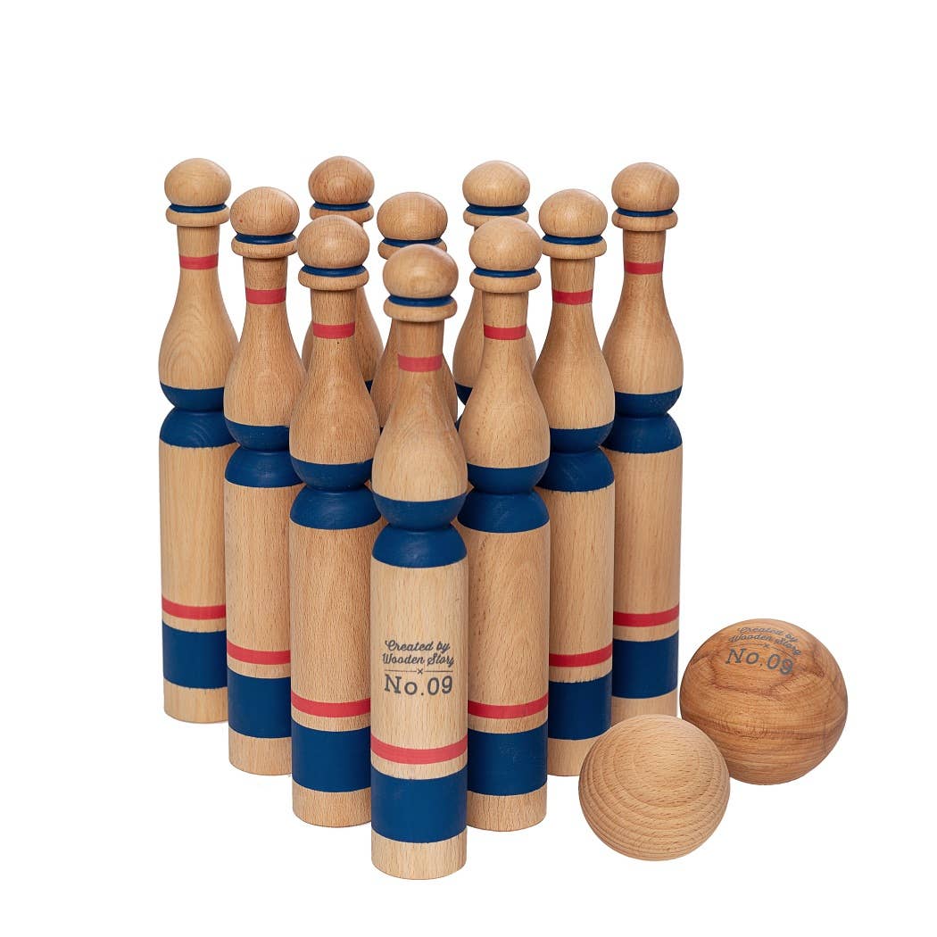 Wooden Story Blue Bowling Set