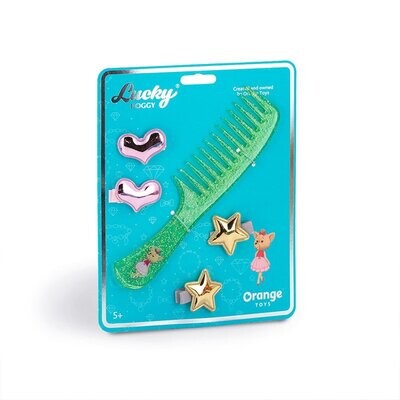 Orange Toys Hair Accessories Set 6 for Lucky Doggy (Green Brush)