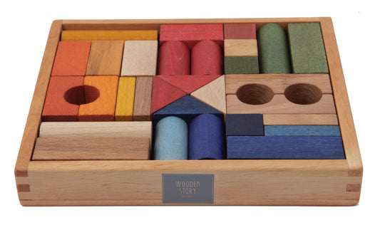 Wooden Story Rainbow Blocks in Tray - 30 pcs