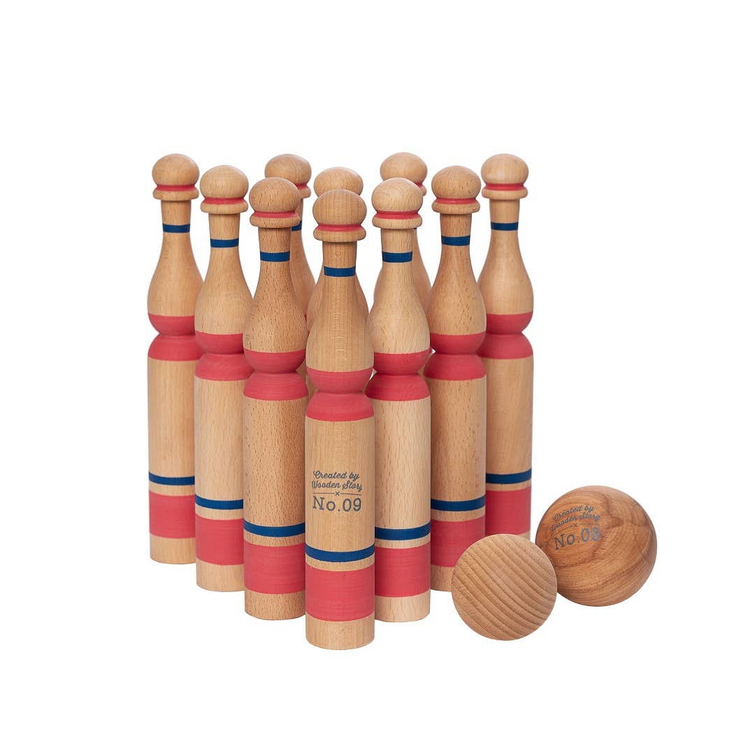 Wooden Story Red Bowling Set