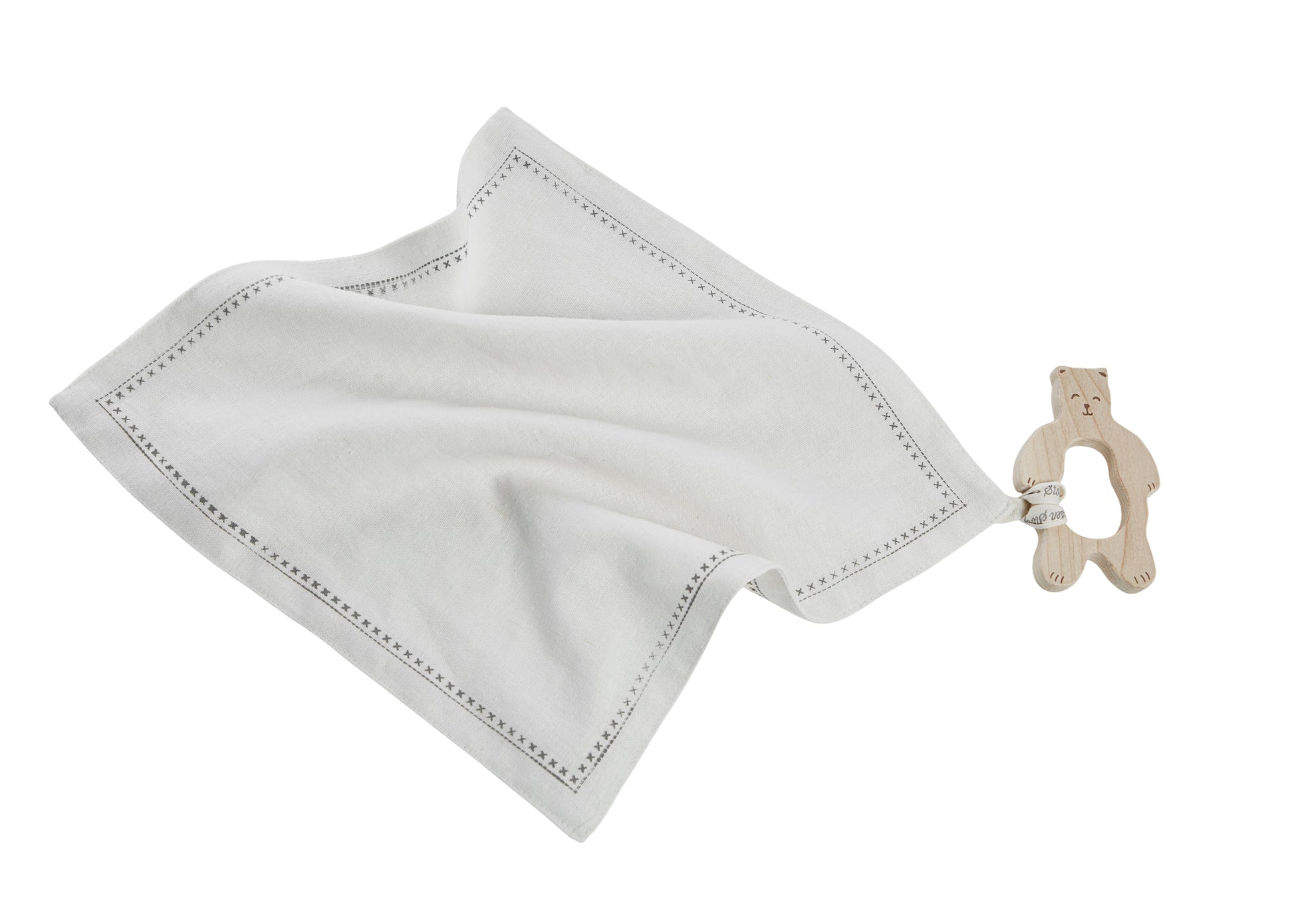 Wooden Story Mini Teether with Hanky - Smily Bear