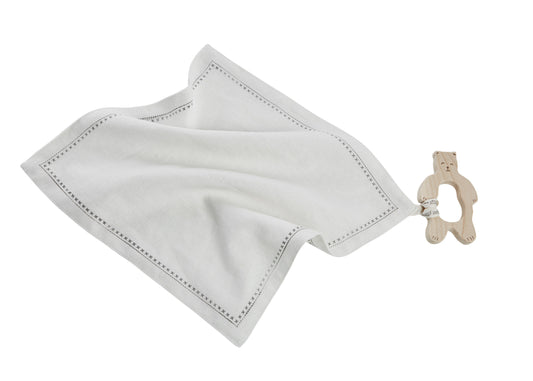 Wooden Story Mini Teether with Hanky - Smily Bear