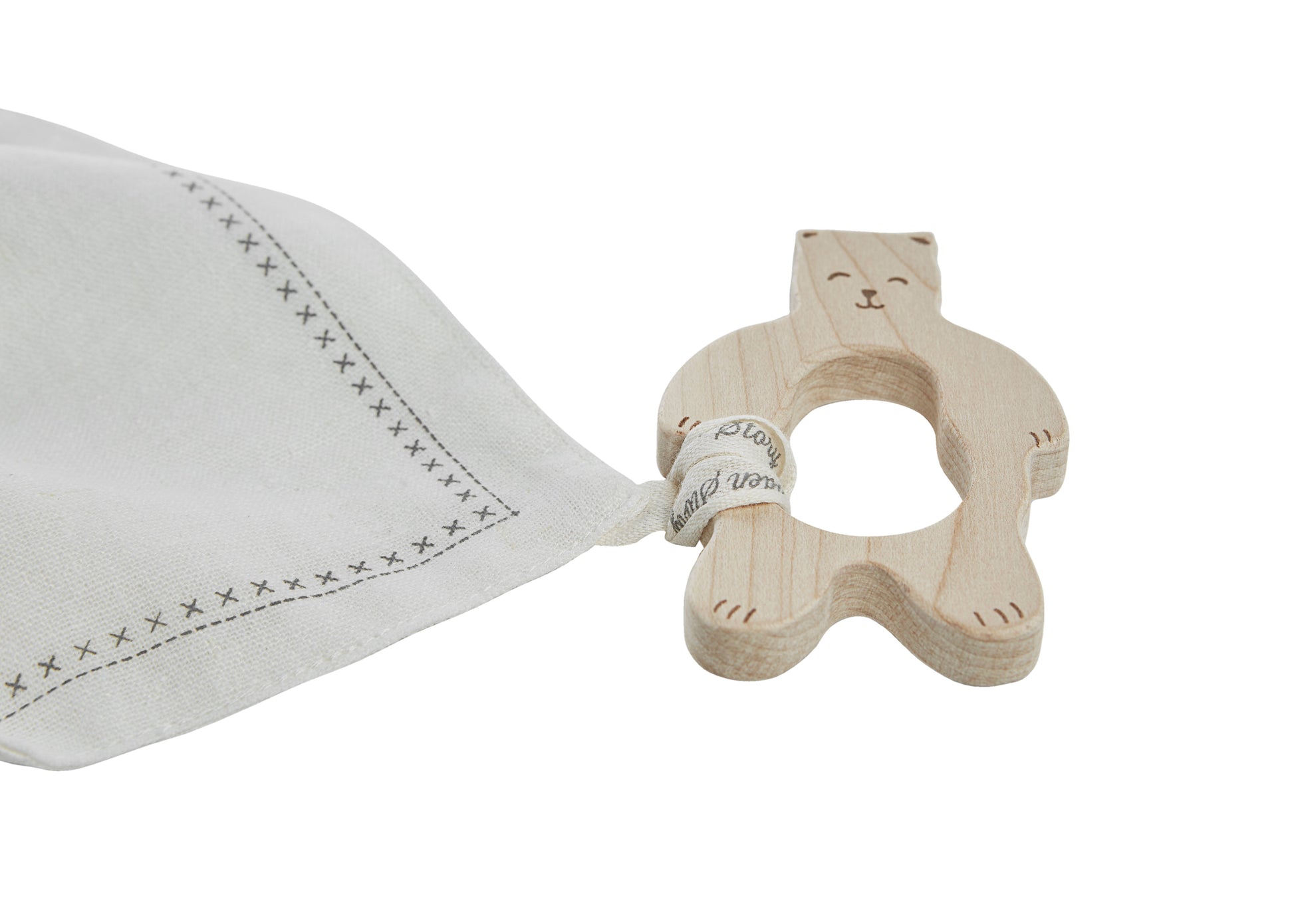 Wooden Story Mini Teether with Hanky - Smily Bear
