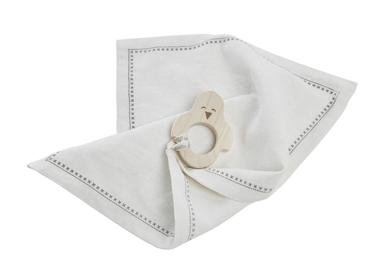 Wooden Story Mini Teether with Hanky - Penguin
