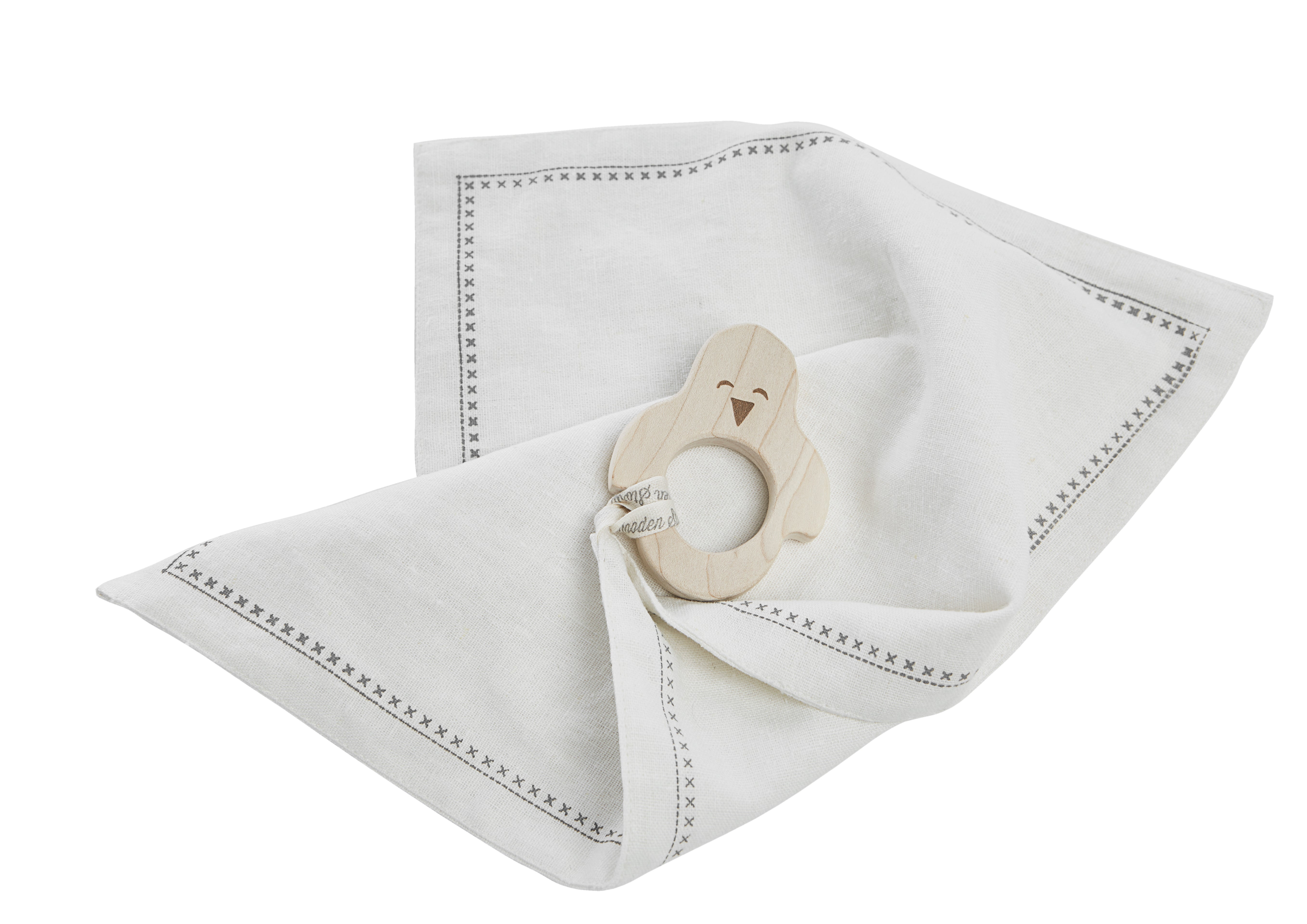 Wooden Story Mini Teether with Hanky - Penguin