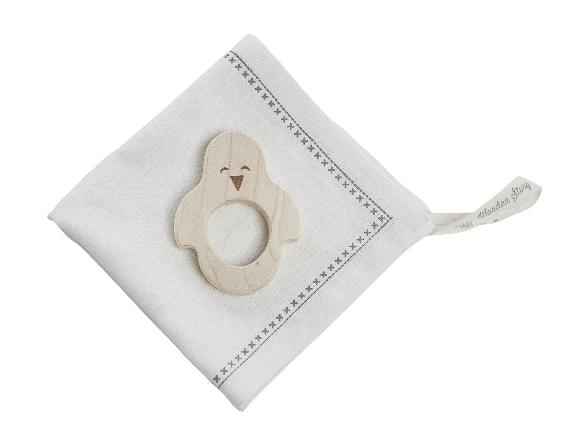 Wooden Story Mini Teether with Hanky - Penguin