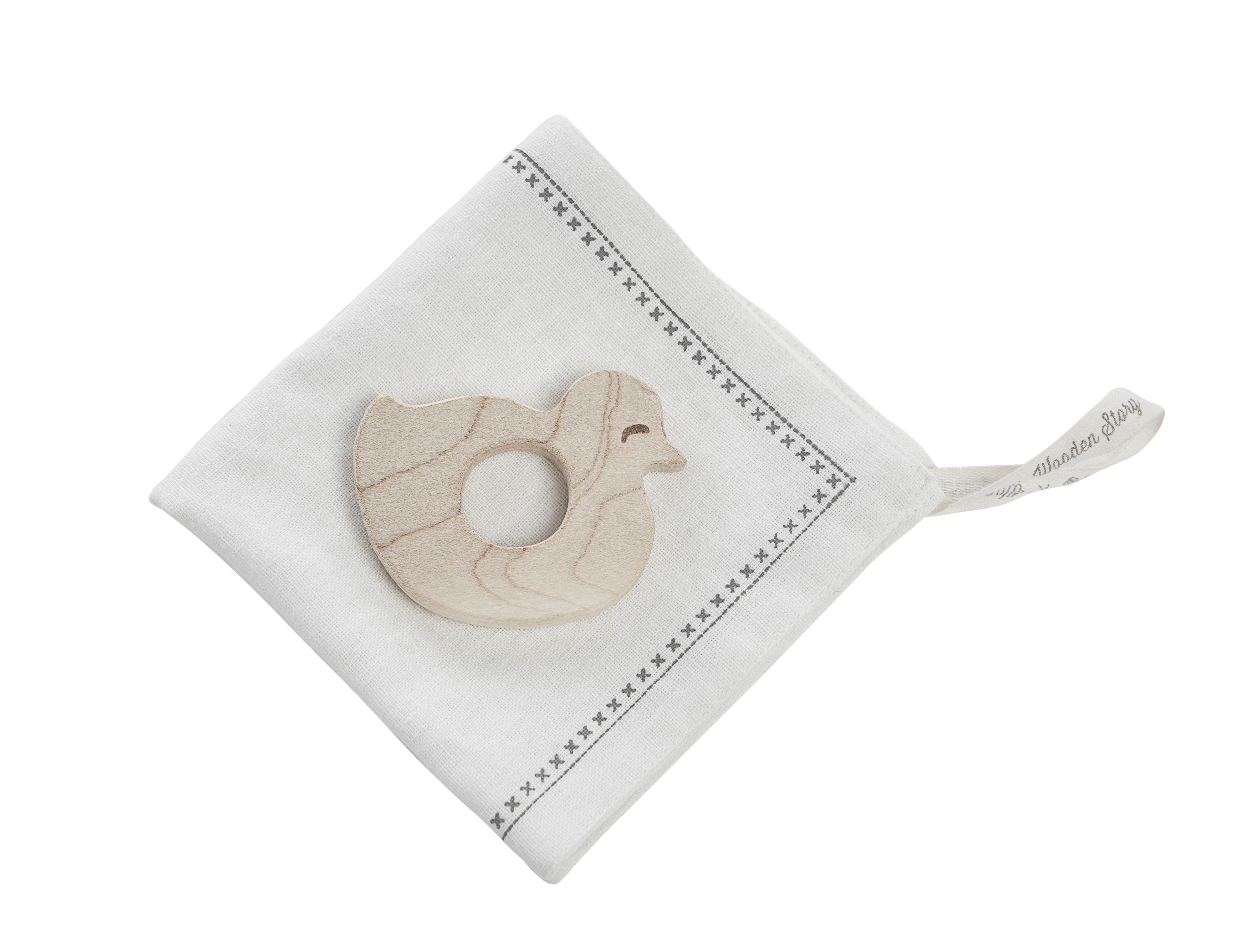 Wooden Story Mini Teether with Hanky - Baby Duck