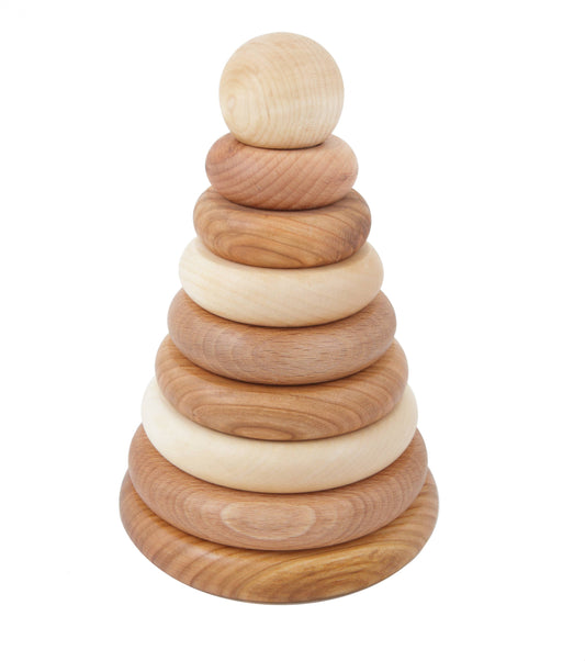 Wooden Story Natural Round Pyramid - Montessori Stacker
