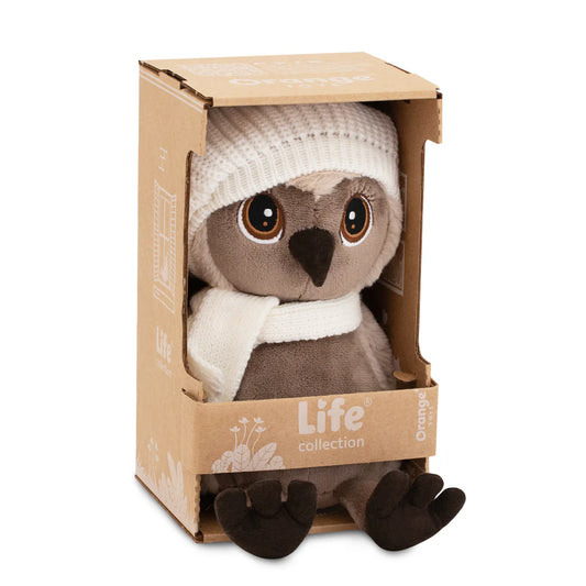 Soft toy owl Sonya, fashionista