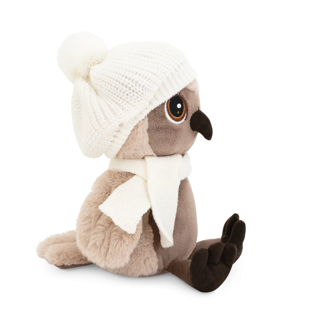 Soft toy owl Sonya, fashionista