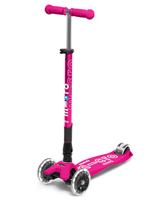 Maxi Micro Deluxe Foldable LED Scooter – Pink