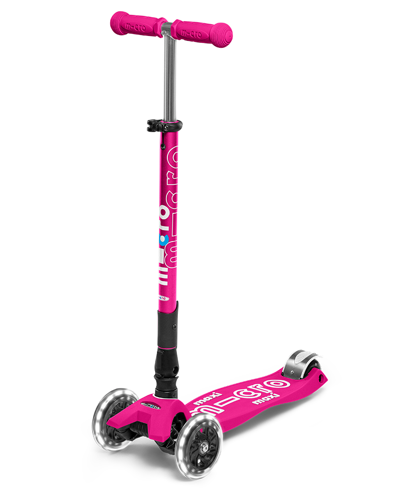 Maxi Micro Deluxe Foldable LED Scooter – Pink