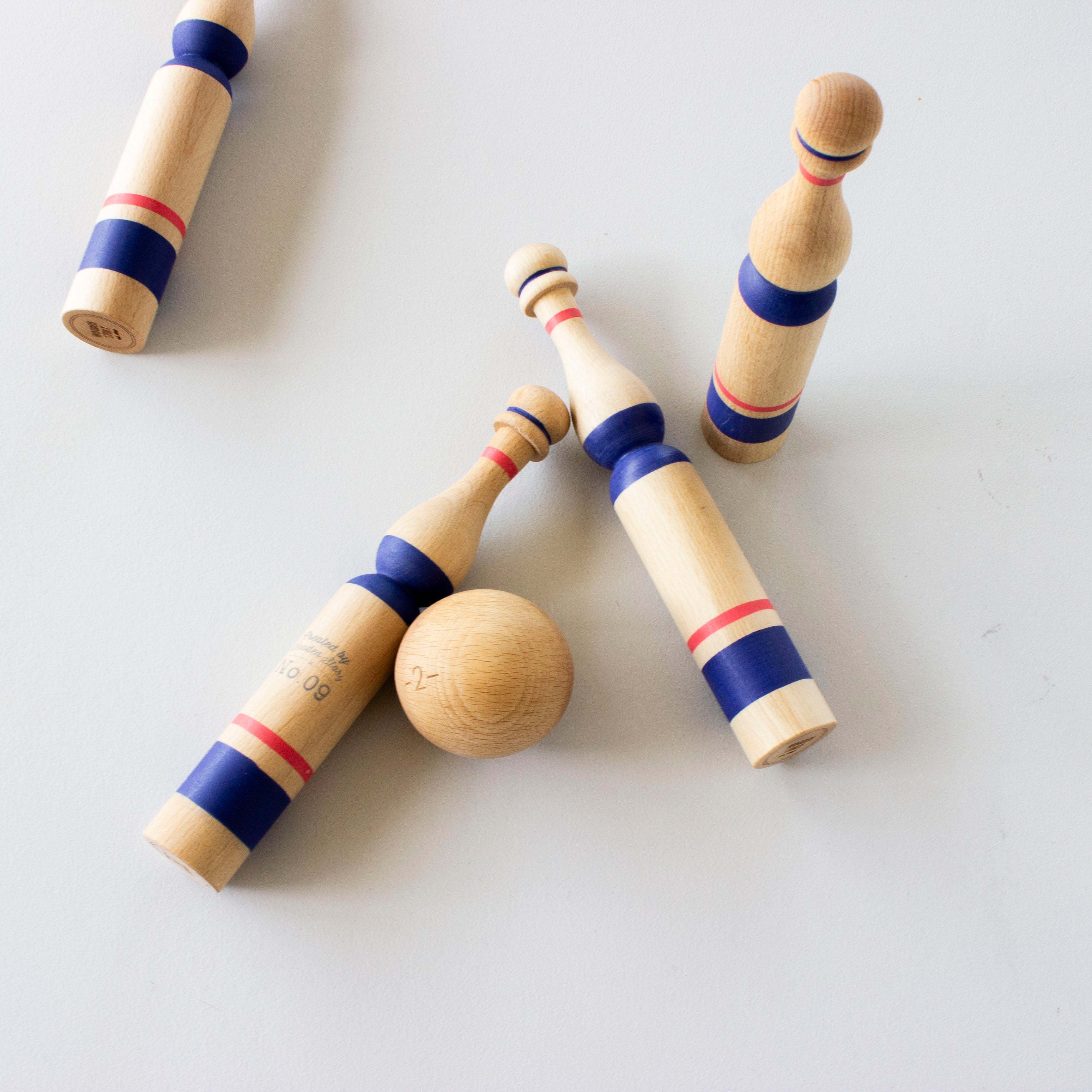 Wooden Story Blue Bowling Set