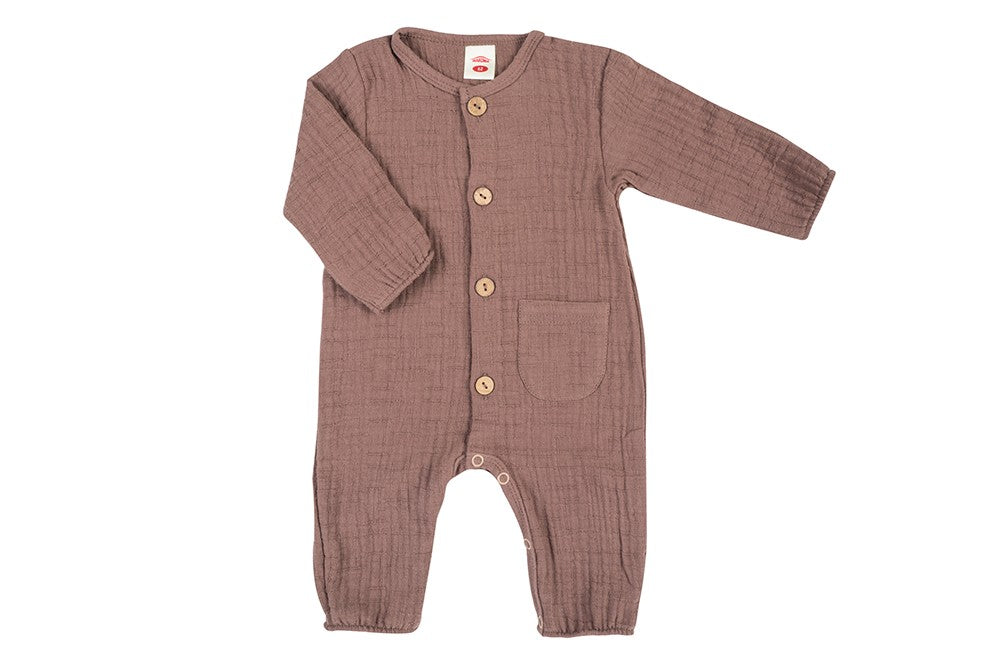 Makoma Bamboo Muslin - Muslin Sleepsuit – Choco