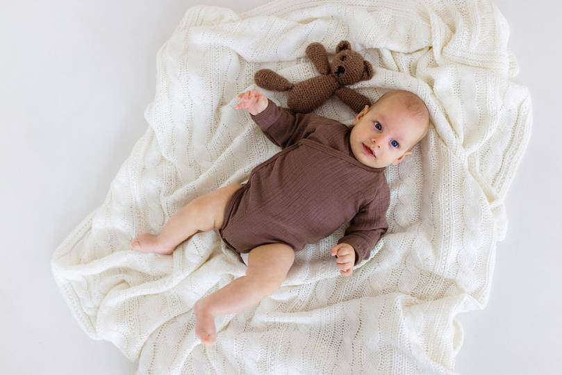 Makoma Bamboo Muslin - Muslin Wrap Bodysuit – Choco