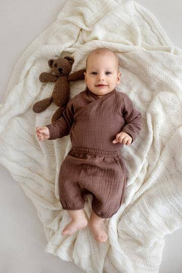 Makoma Bamboo Muslin - Muslin Wrap Bodysuit – Choco
