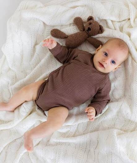 Makoma Bamboo Muslin - Muslin Wrap Bodysuit – Choco