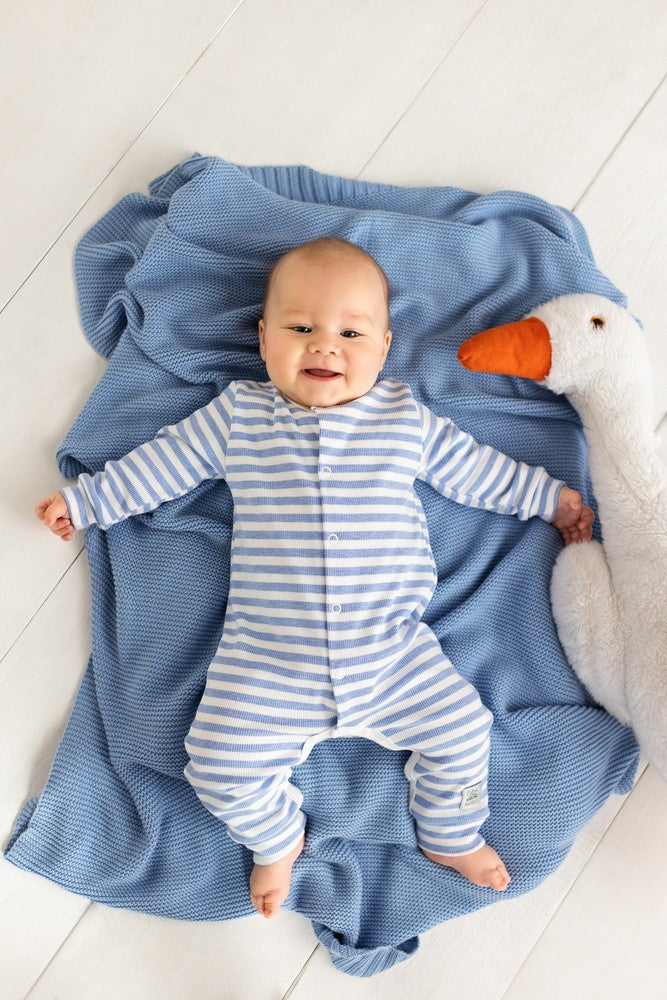 Makoma Greco - Striped Cotton Sleepsuit – Blue