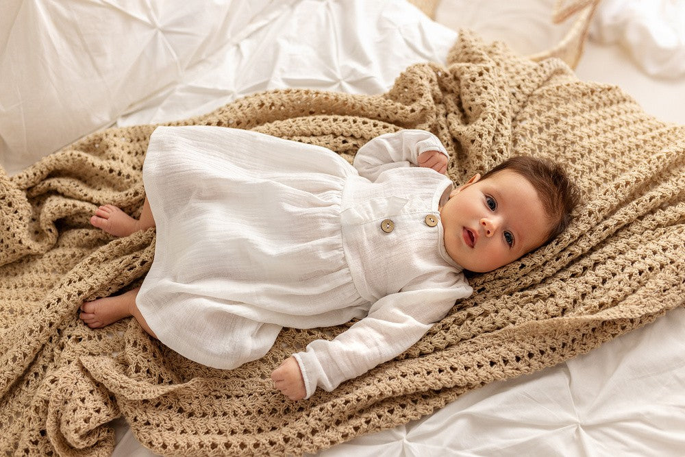 Makoma Just Muslin - Muslin Baby Dress – Ecru