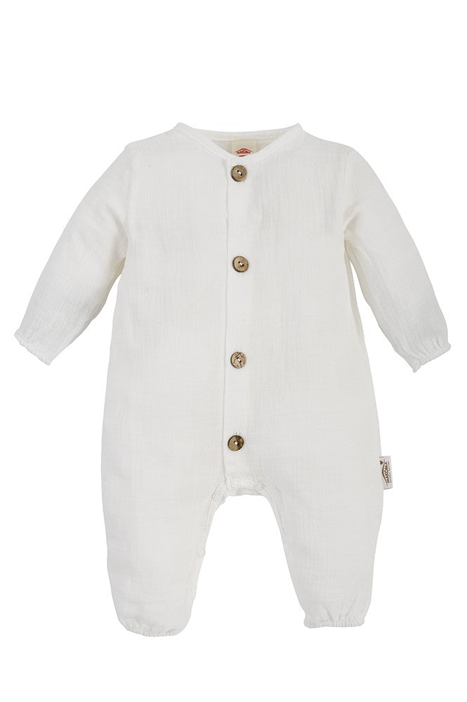 Makoma Just Muslin - Cotton Muslin Sleepsuit – Ecru