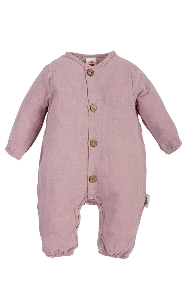 Makoma Just Muslin - Cotton Muslin Sleepsuit – Powder Pink