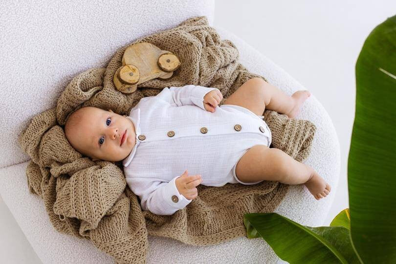 Makoma Muslin Shirt Bodysuit with Collar – Milk