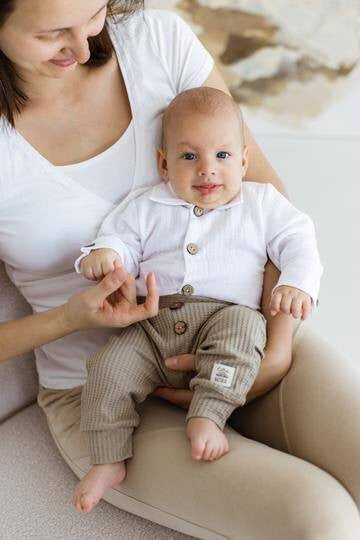 Makoma Muslin Shirt Bodysuit with Collar – Milk
