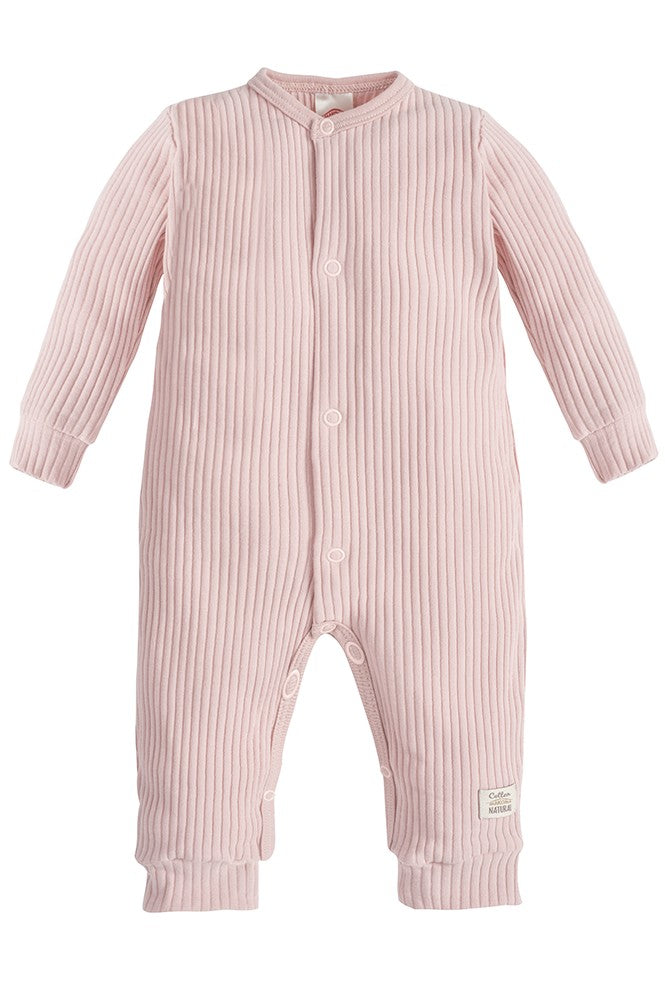 Makoma Natural Harmony - Ribbed Cotton Sleepsuit – Powder Pink