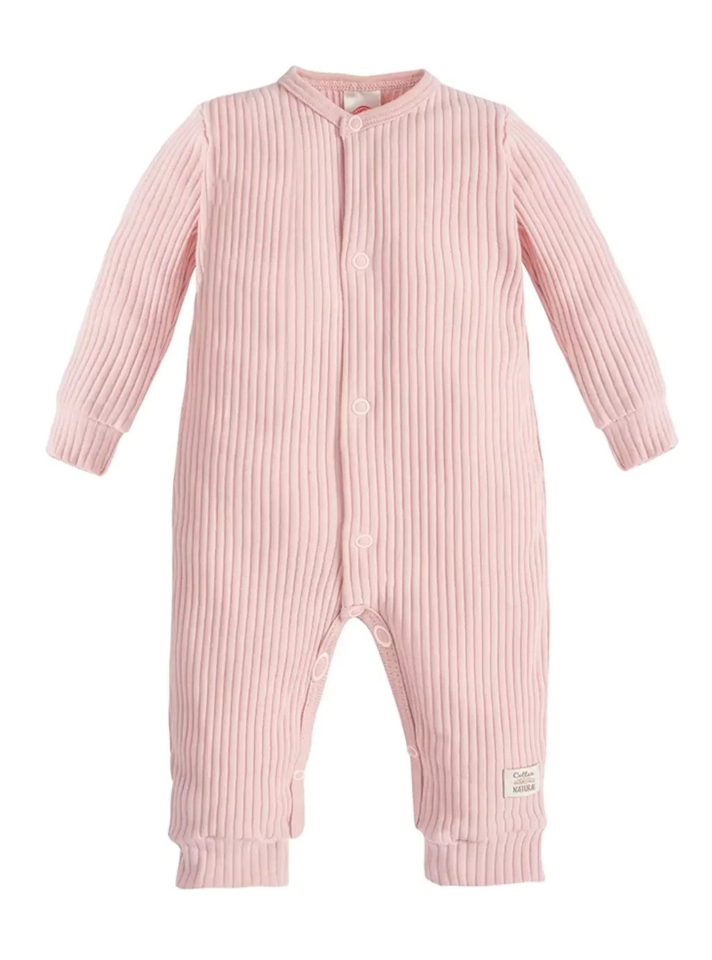 Makoma Natural Harmony - Ribbed Cotton Sleepsuit – Powder Pink