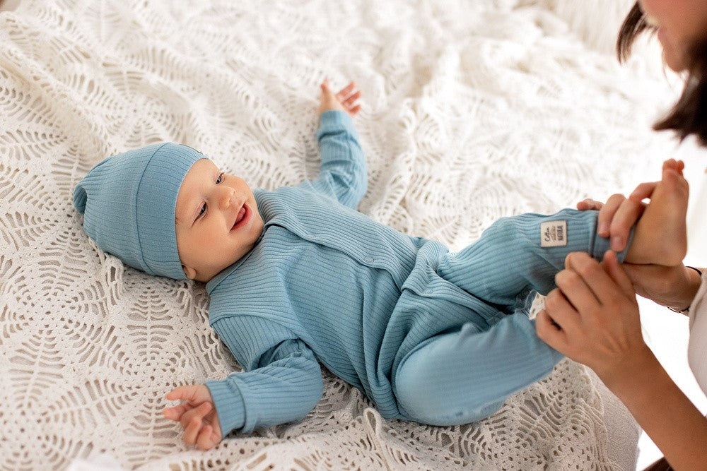 Makoma Natural Harmony - Ribbed Cotton Sleepsuit – Turquoise