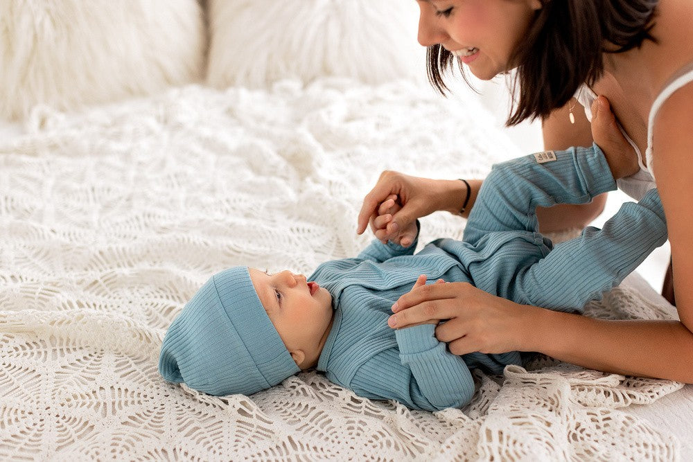 Makoma Natural Harmony - Ribbed Cotton Sleepsuit – Turquoise