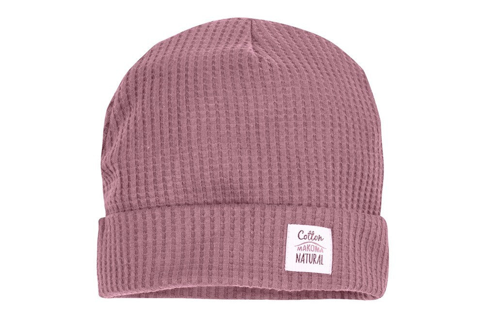 Makoma Natural Waffel - Waffle Knit Baby Hat – Pink