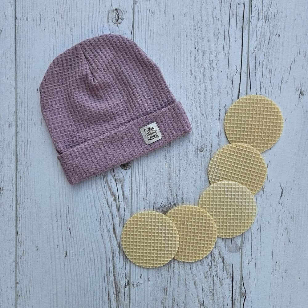 Makoma Natural Waffel - Waffle Knit Baby Hat – Pink