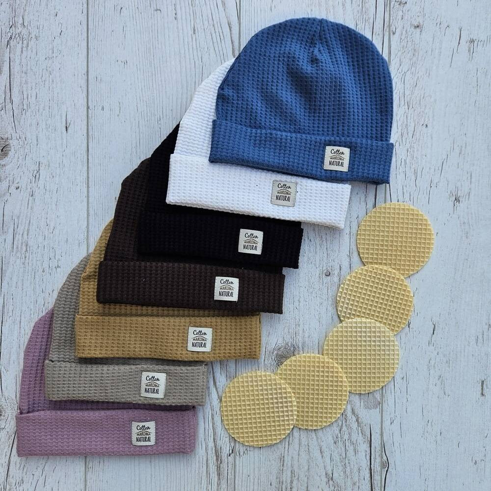 Makoma Natural Waffel - Waffle Knit Baby Hat – Pink