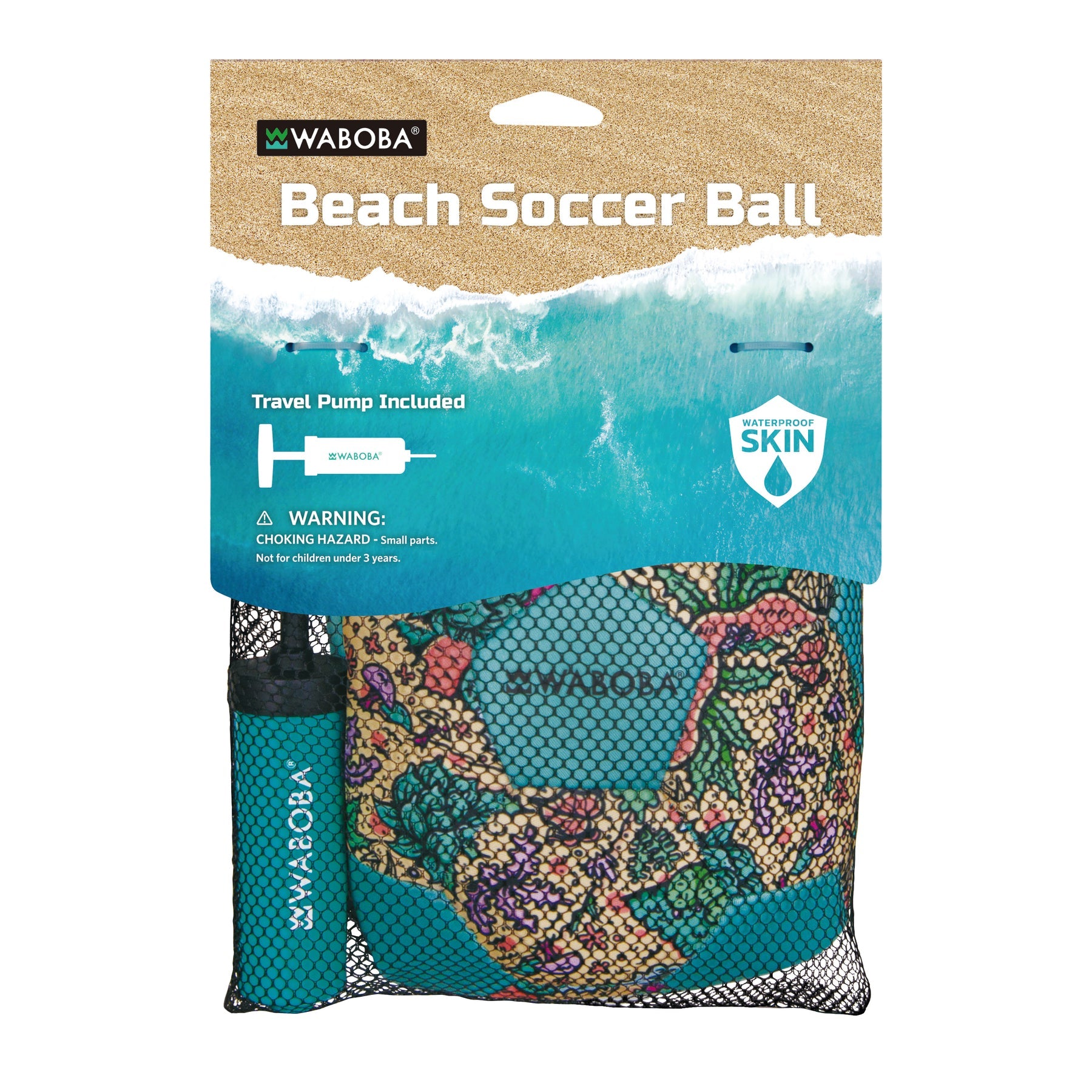 Waboba beach soccer ball ships deflated with travel pump